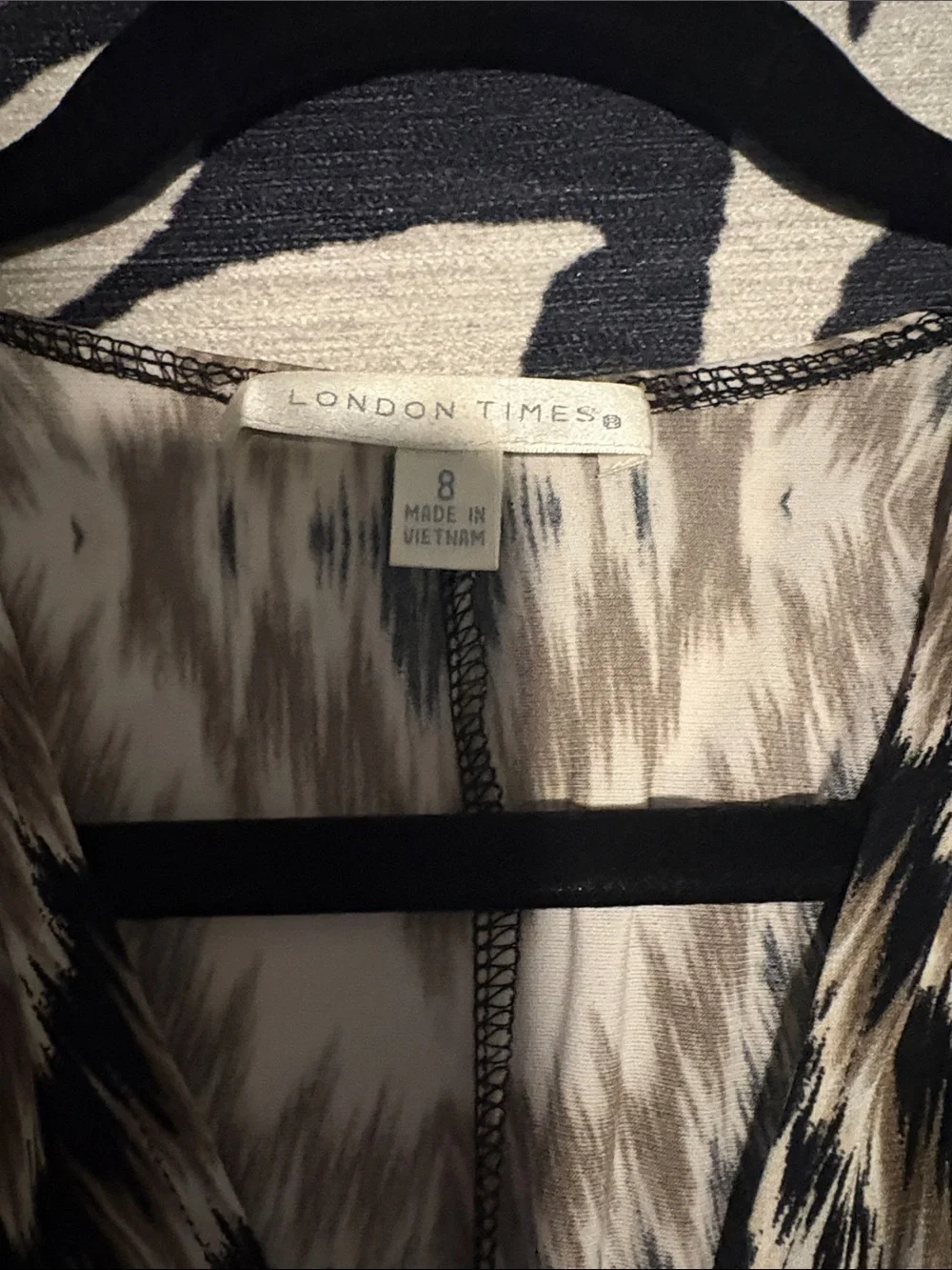 London Times Black White and Tan Geometric Maxi Dress - Picture 2 of 3